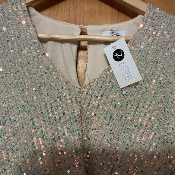 Ferne Cream Sequin Blouse Small NWT - Perfect for NYE! - Picture 5 of 7